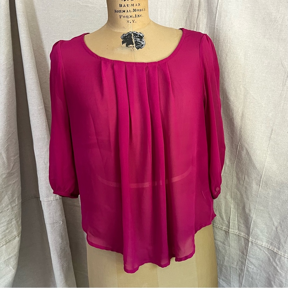 2/$20 Dorothy Women’s Sheer 3/4 Sleeve Scoop Neck Blouse Size Large